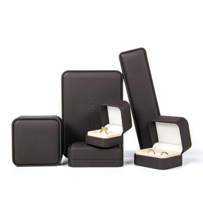 Kundenspezifische Logo Leather Jewelry Box Earring-Armband-Halskette Ring Box