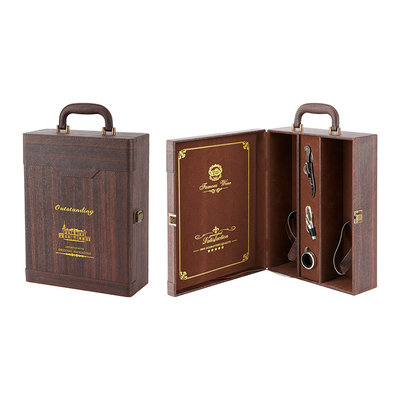 Geschenk-stellt lederner Wein-Kasten mit Zusätzen und Wein Flasche des Wein-750ml ein