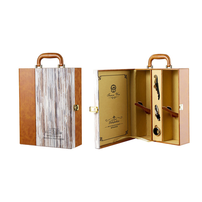 Geschenk-stellt lederner Wein-Kasten mit Zusätzen und Wein Flasche des Wein-750ml ein