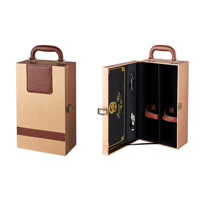 Geschenk-stellt lederner Wein-Kasten mit Zusätzen und Wein Flasche des Wein-750ml ein