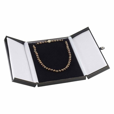 Schwarzer Faux-lederner Schmuckkästchen-Verschluss Tab Necklace Gift Box
