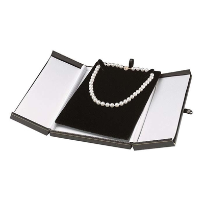 Schwarzer Faux-lederner Schmuckkästchen-Verschluss Tab Necklace Gift Box