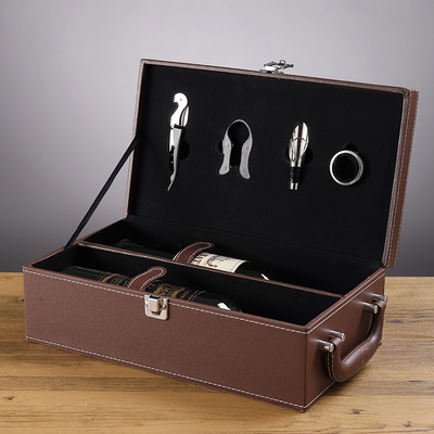 Wein-Geschenk-lederne Geschenkbox Luxus-Champagne Bottle Packaging