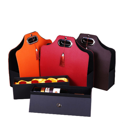 2 Wein-Flaschen-lederne Geschenkbox