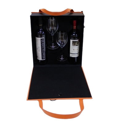 Kundenspezifischer lederner Koffer formte Luxusrotwein-Verpackungs-Geschenkbox mit Tragegriff