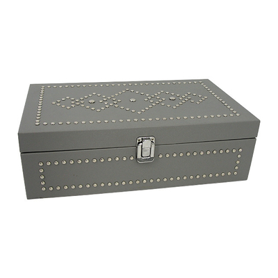 Kundengebundene Mode-Niet-Dekorations-Holzkiste-Geschenkbox klassische Wein-Tee-Schokoladen-Verpackenkasten PUs lederne