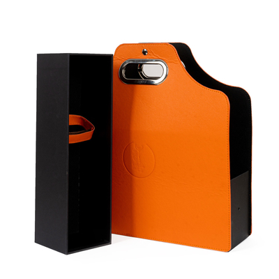 Flaschen-Versandgeschenk Art Leather Gift Box Cardboard des Wein-6