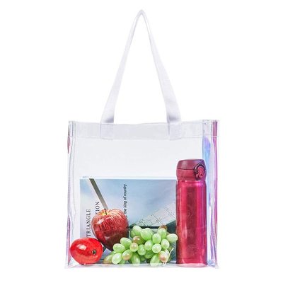 Frauen reisen Strand, den ganz eigenhändig geschriebe klare Totalisator PVC-Einkaufstasche transparentes imprägniern