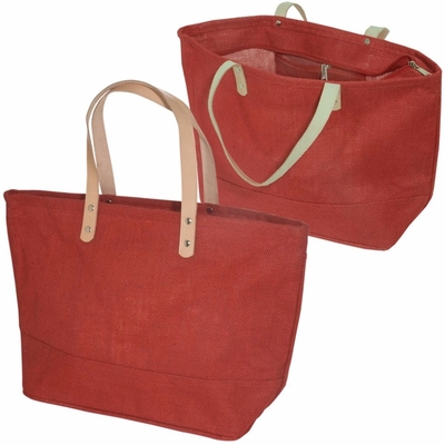 Haushalts-große Baumwollleinwand Tote Bag With Leather Handle
