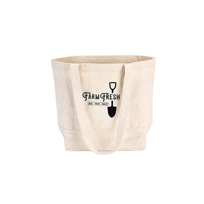 Tote Bags Pure Cotton Canvas-Tasche der Strand-Schulter-Frauen mit Drucklogo