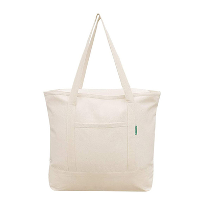 Druckreißverschluss-Segeltuch-Tote Bag With Pocket Custom-Logo