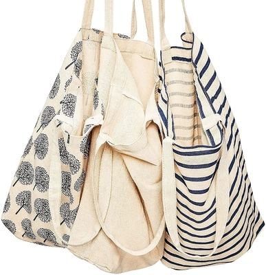 Baumwollsegeltuch-Stoff wiederverwendbarer Tote Bags für Lebensmittelhändler, Zoll des Einkaufen 15x16.5