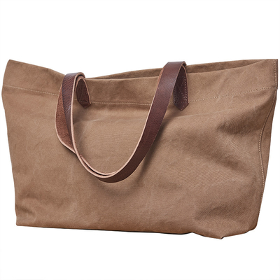 Ledernes Schulter-Segeltuch Tote Bag Leather Handle Foldable Tote Bag