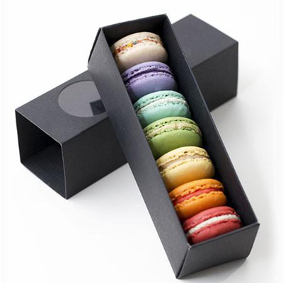 Schwarze Luxuspappverpackengeschenk Macaron-Schieber-Kästen mit Fenster
