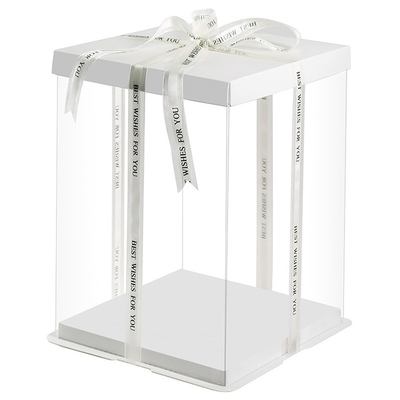 Kundenspezifisches Tortenschachtel-weißes klares Luxusquadrat-transparente Geburtstagsfeier-Geschenkbox