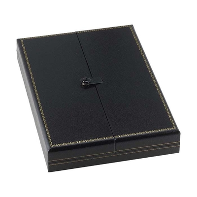 Guter Preis Schwarzer Faux-lederner Schmuckkästchen-Verschluss Tab Necklace Gift Box Online