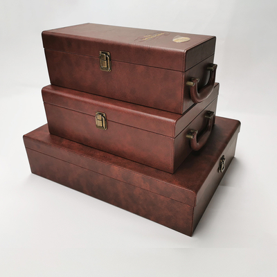 Guter Preis Personifiziertes PU-Luxusleder 500ml 750ml Champagne Gift Boxes With Handle Online