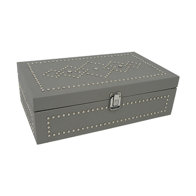 Guter Preis Kundengebundene Mode-Niet-Dekorations-Holzkiste-Geschenkbox klassische Wein-Tee-Schokoladen-Verpackenkasten PUs lederne Online