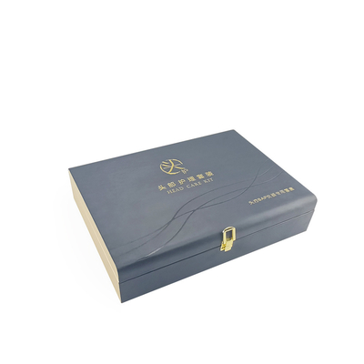 Guter Preis Hardware-Scharnier-Verschluss-Koffer, der Kasten PU-Schwarz-ledernen Kasten Glod Logo Personalized Engraved Leather Gift verpackt Online