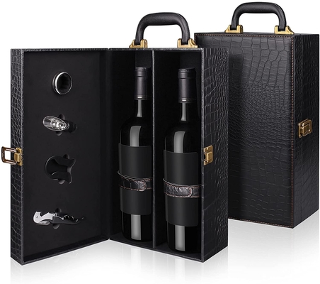 Guter Preis Handgemachter erstklassiger lederner Wein-Kasten mit Wein-zusätzlichem Wein-Fördermaschinen-Kasten Online